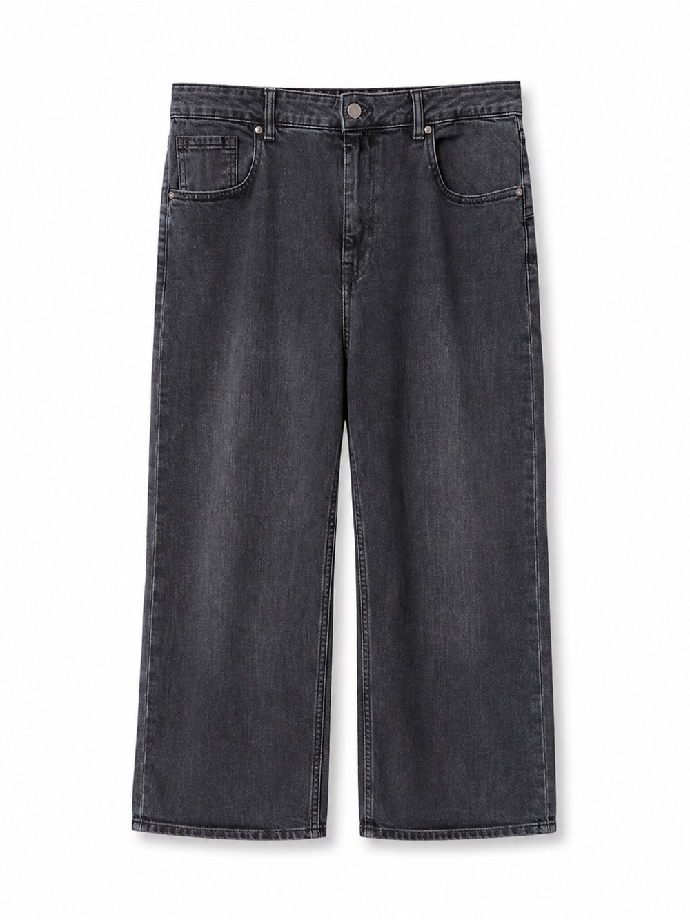 Zara Size 18 Gray Cropped Wide Leg Jeans High Rise Stretch Denim